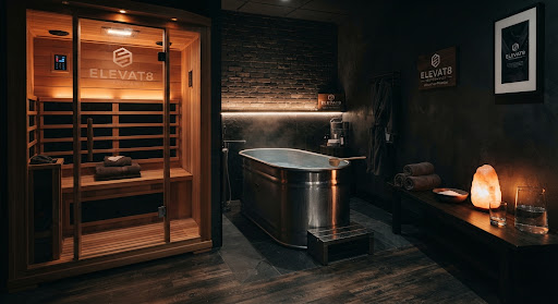 Recovery suite with sauna and contrast therapy pools